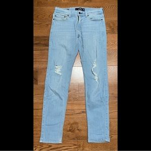 Men's Hollister 29x32 Ripped Skinny Advanced Stretch Light Denim Blue Jeans